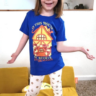 In This House We Believe In Dragons Youth Shirt - Geeky merchandise for people who play D&D - Merch to wear and cute accessories and stationery Paola's Pixels