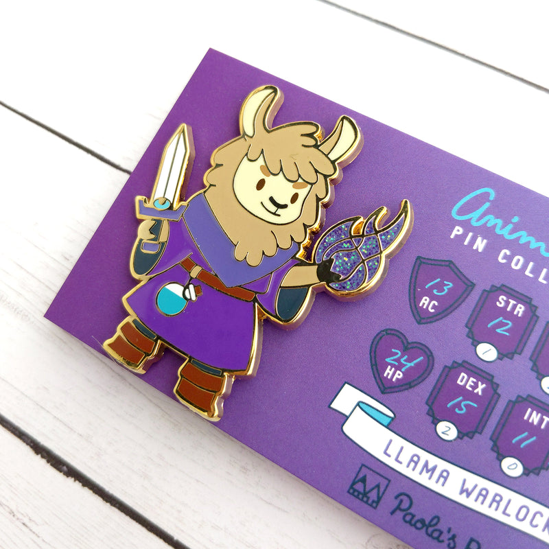 Llama Warlock Enamel Pin with Glitter - Geeky merchandise for people who play D&D - Merch to wear and cute accessories and stationery Paola&