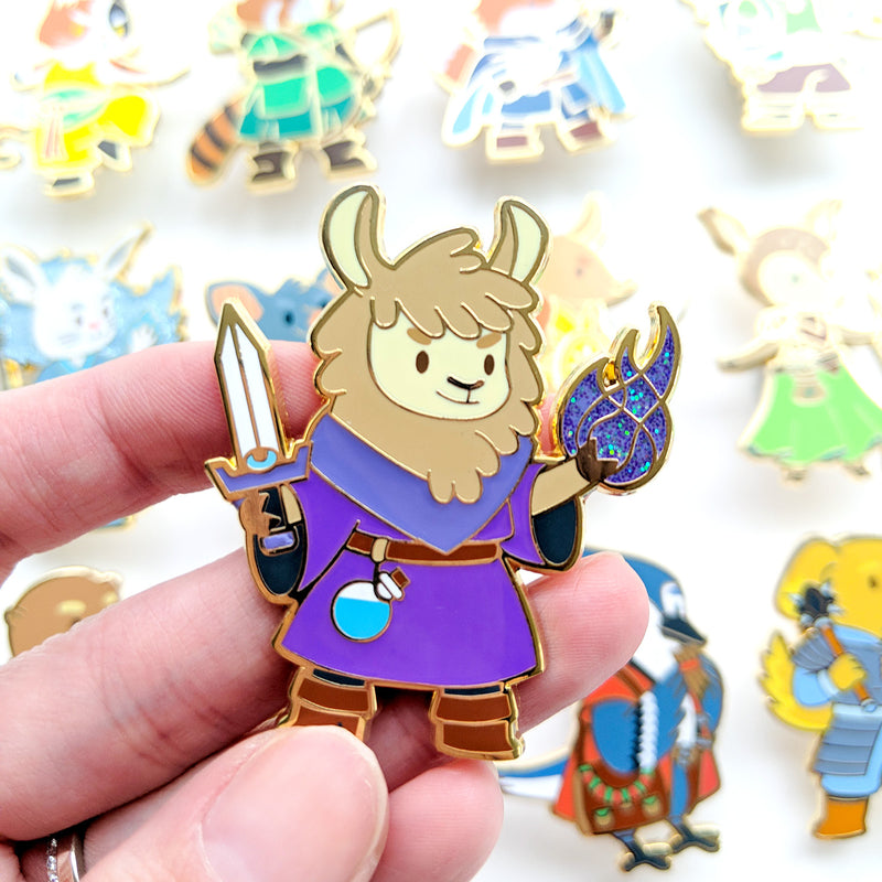 Llama Warlock Enamel Pin with Glitter - Geeky merchandise for people who play D&D - Merch to wear and cute accessories and stationery Paola&
