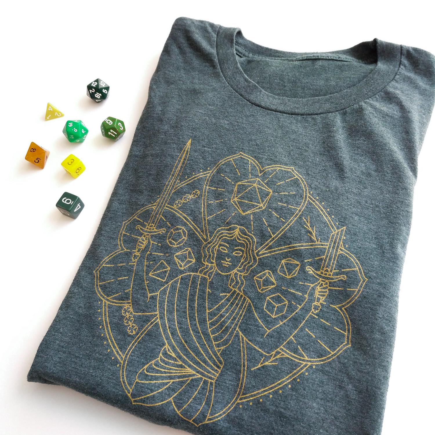Lucky Shirt with Sleeve Prints - Geeky merchandise for people who play D&D - Merch to wear and cute accessories and stationery Paola's Pixels