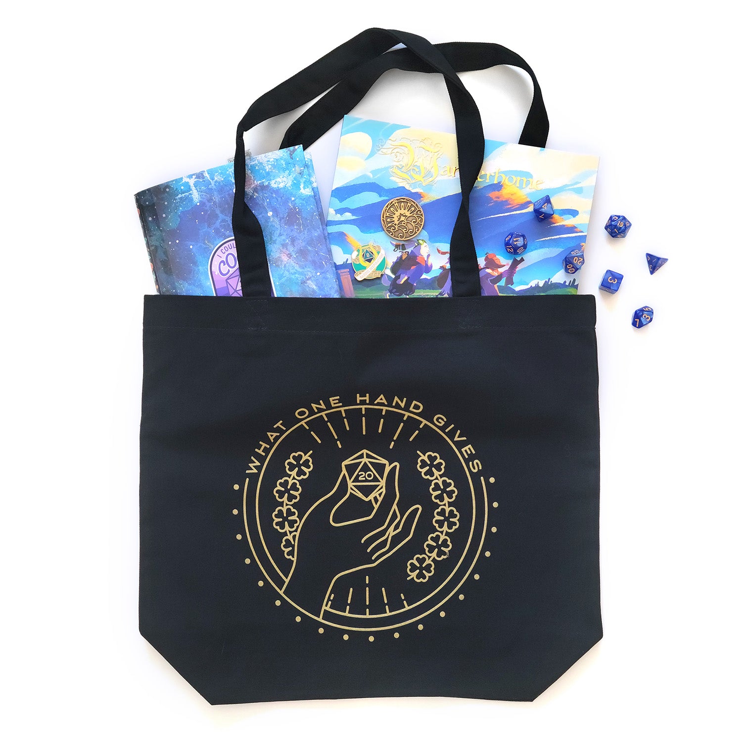 Lucky Tote Bag - Geeky merchandise for people who play D&D - Merch to wear and cute accessories and stationery Paola's Pixels