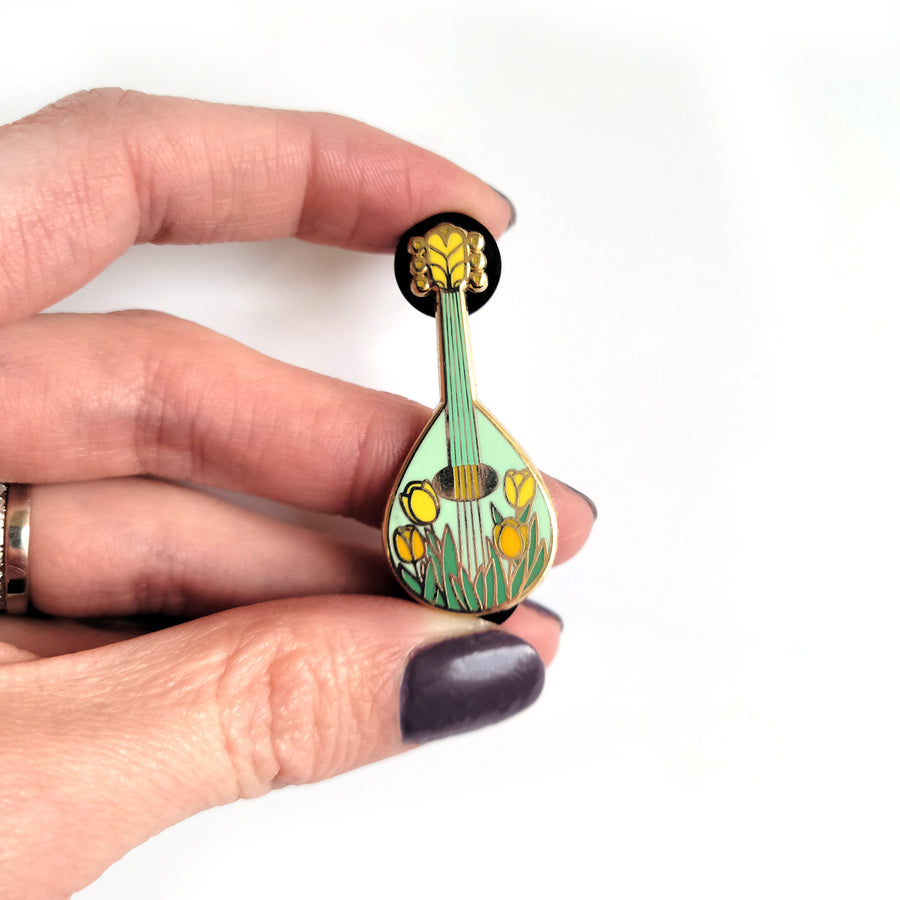Seconds Sale! Lute of the Flowering Fields Pin - Geeky merchandise for people who play D&D - Merch to wear and cute accessories and stationery Paola's Pixels