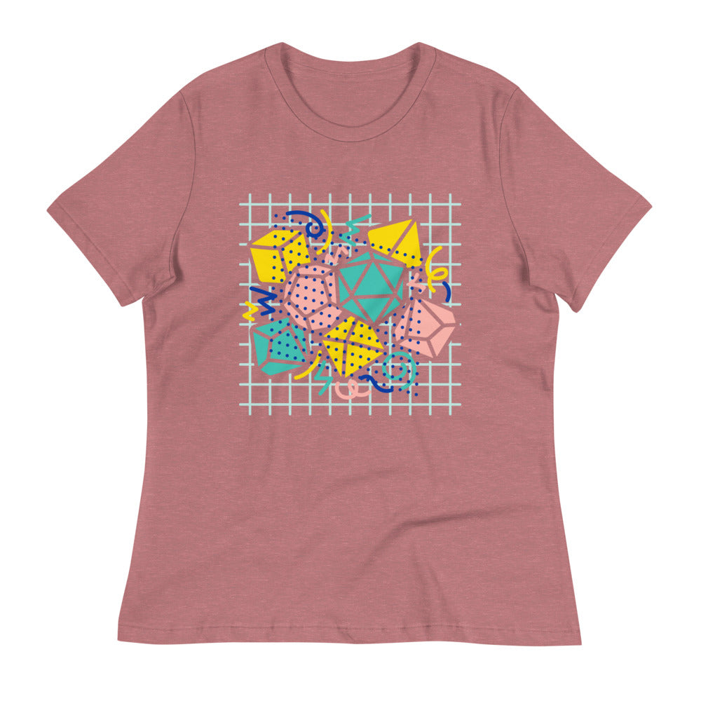 90s Dice Women's Shirt Light Version - Geeky merchandise for people who play D&D - Merch to wear and cute accessories and stationery Paola's Pixels