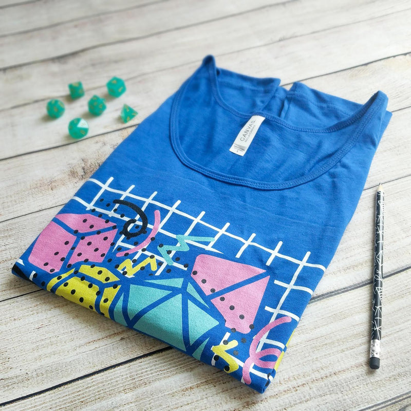 90s Dice Tank Top Dark Version - Geeky merchandise for people who play D&D - Merch to wear and cute accessories and stationery Paola&