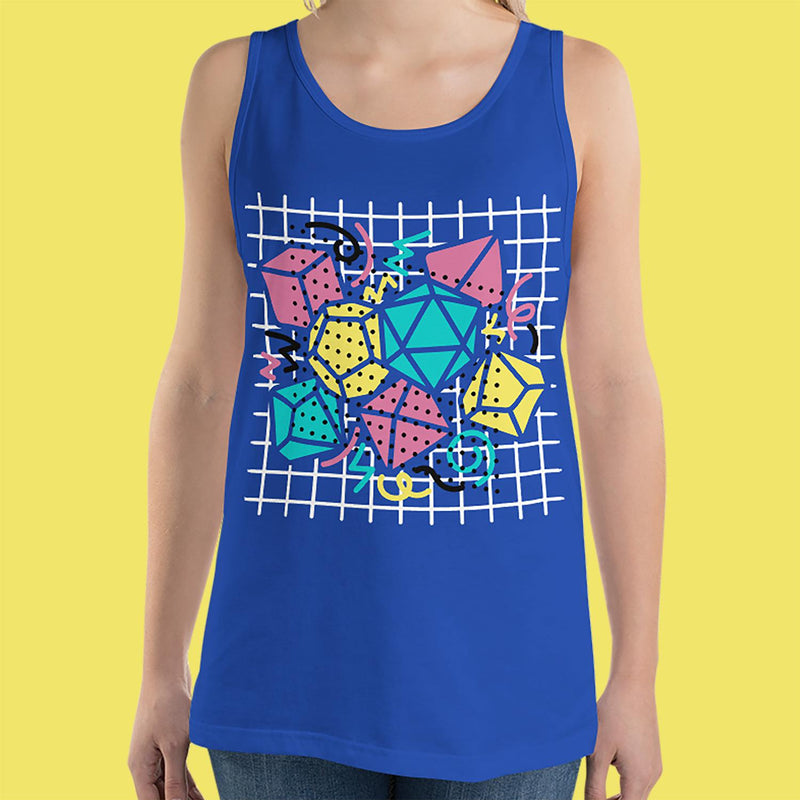 90s Dice Tank Top Dark Version - Geeky merchandise for people who play D&D - Merch to wear and cute accessories and stationery Paola&