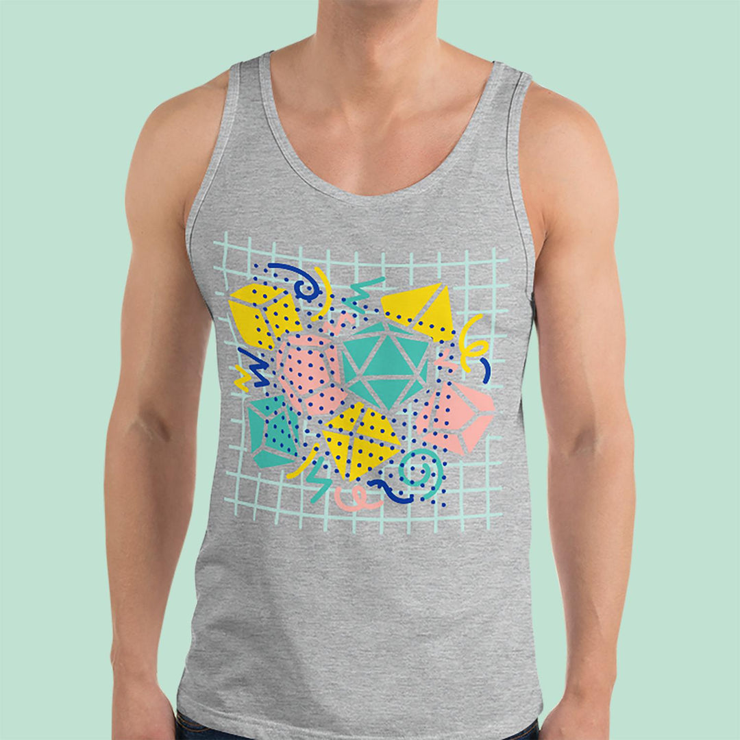 90s Dice Tank Top Light Version - Geeky merchandise for people who play D&D - Merch to wear and cute accessories and stationery Paola's Pixels