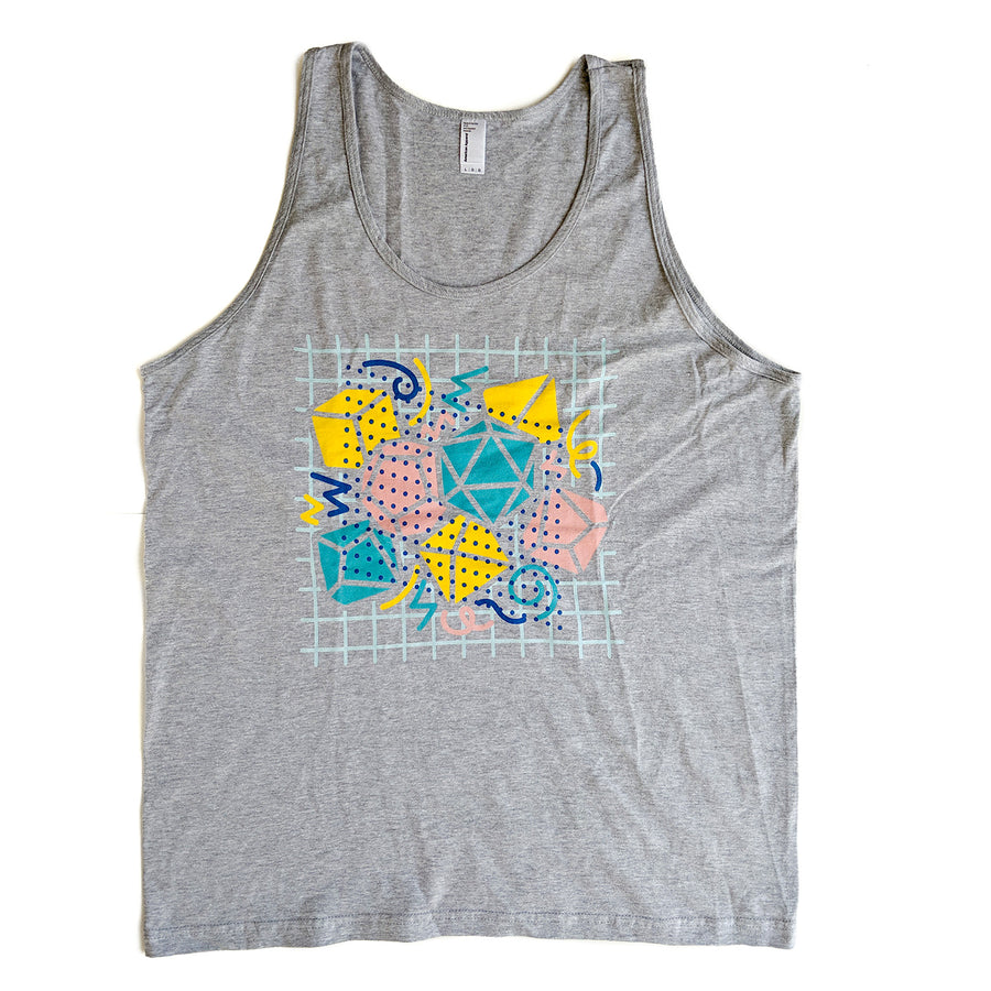 90s Dice Tank Top Light Version - Geeky merchandise for people who play D&D - Merch to wear and cute accessories and stationery Paola's Pixels