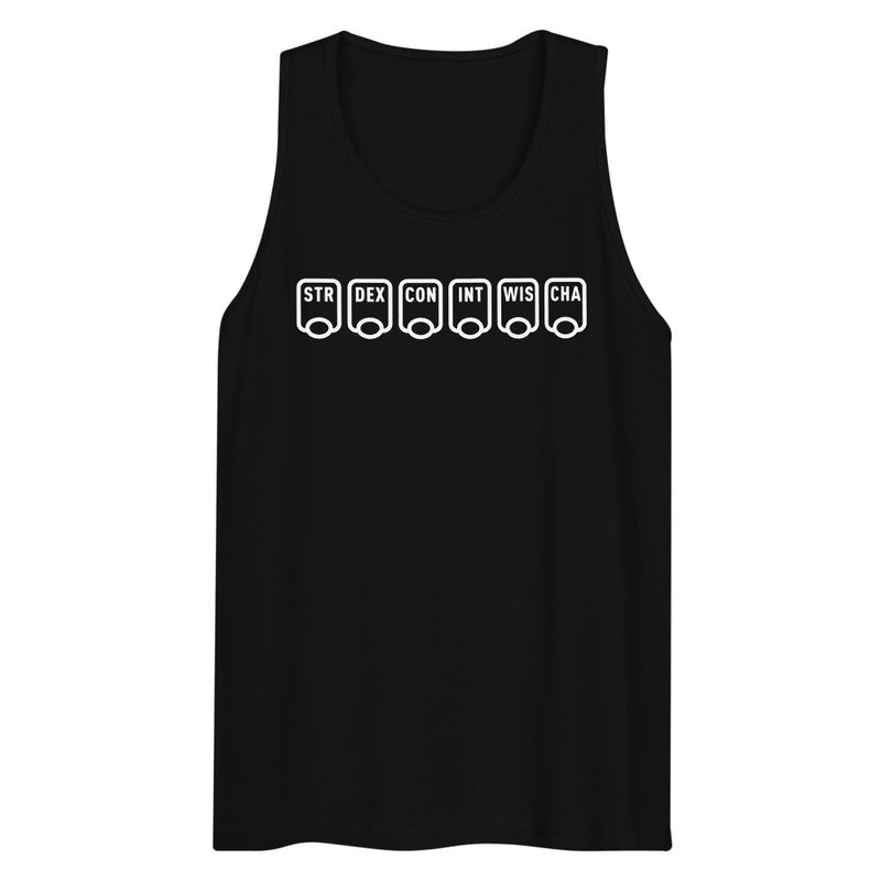 Ability Scores Tank Top - Geeky merchandise for people who play D&D - Merch to wear and cute accessories and stationery Paola&
