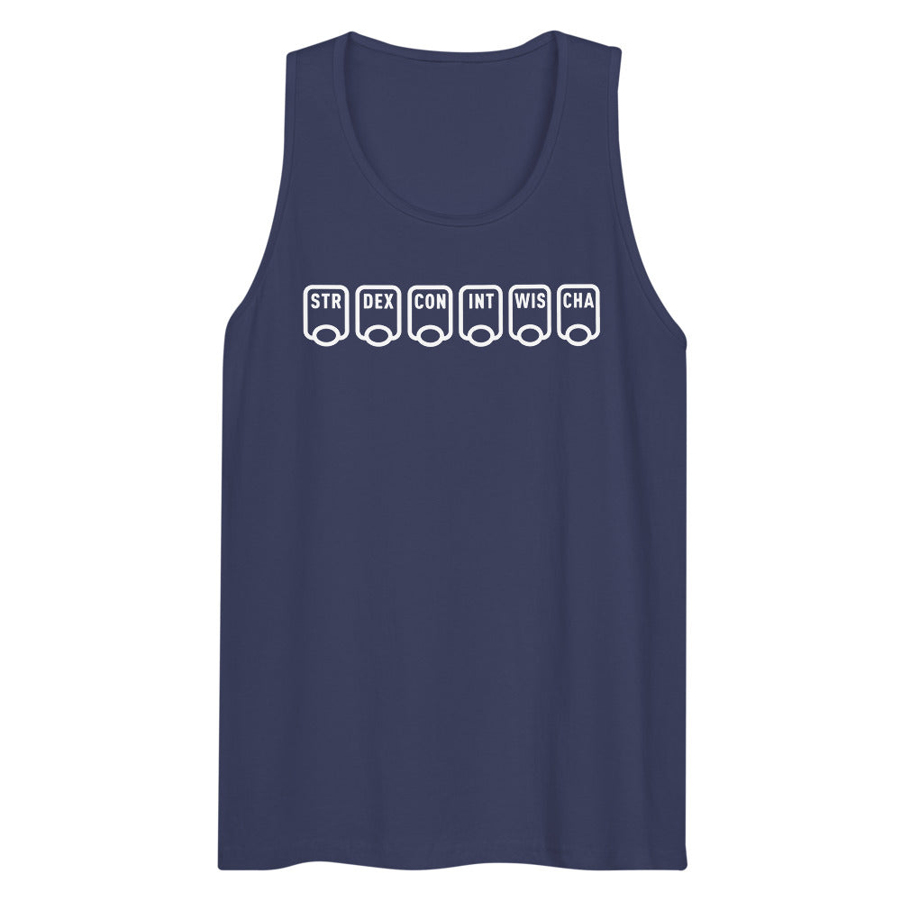 Ability Scores Tank Top - Geeky merchandise for people who play D&D - Merch to wear and cute accessories and stationery Paola's Pixels