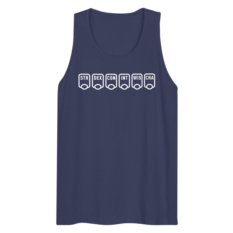 Ability Scores Tank Top - Geeky merchandise for people who play D&D - Merch to wear and cute accessories and stationery Paola&