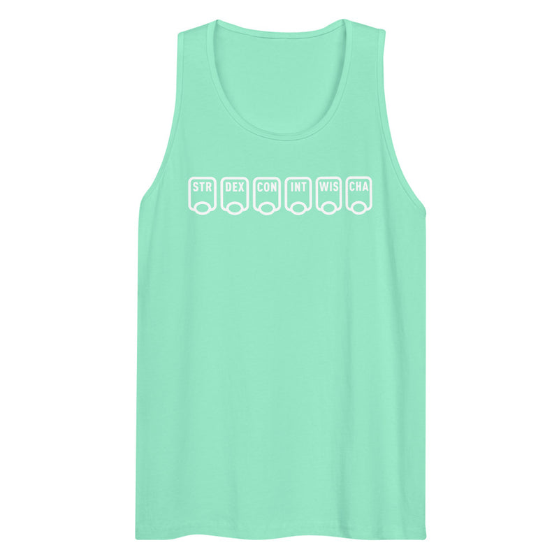 Ability Scores Tank Top - Geeky merchandise for people who play D&D - Merch to wear and cute accessories and stationery Paola&