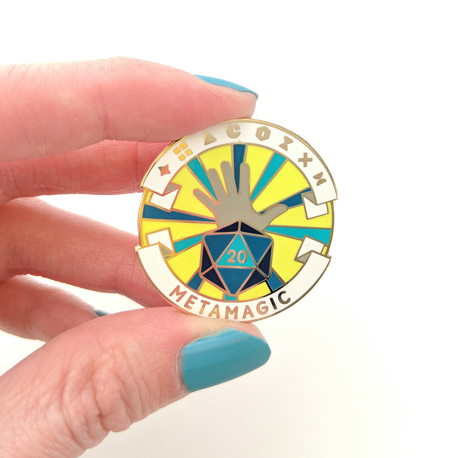 Seconds Sale!  Metamagic Enamel Pin - Geeky merchandise for people who play D&D - Merch to wear and cute accessories and stationery Paola's Pixels