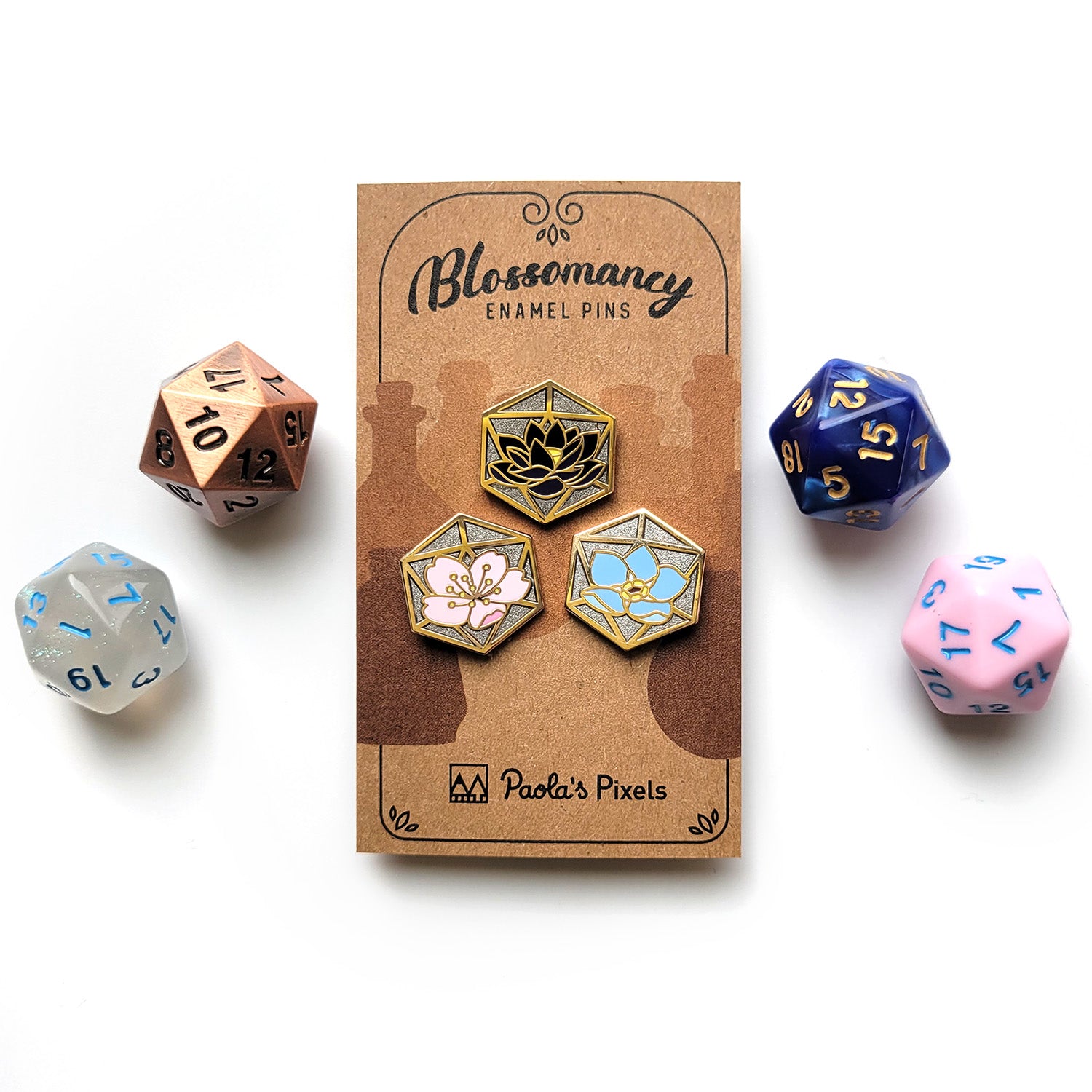 Blossomancy Mini Pins Enamel Pin - Geeky merchandise for people who play D&D - Merch to wear and cute accessories and stationery Paola's Pixels