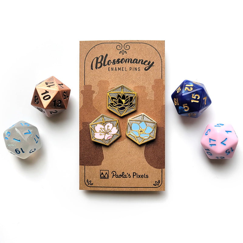 Blossomancy Mini Pins Enamel Pin - Geeky merchandise for people who play D&D - Merch to wear and cute accessories and stationery Paola&