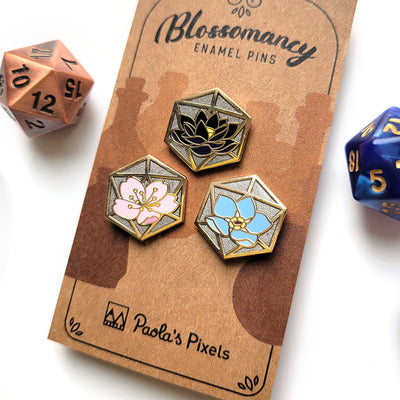 Blossomancy Mini Pins Enamel Pin - Geeky merchandise for people who play D&D - Merch to wear and cute accessories and stationery Paola's Pixels