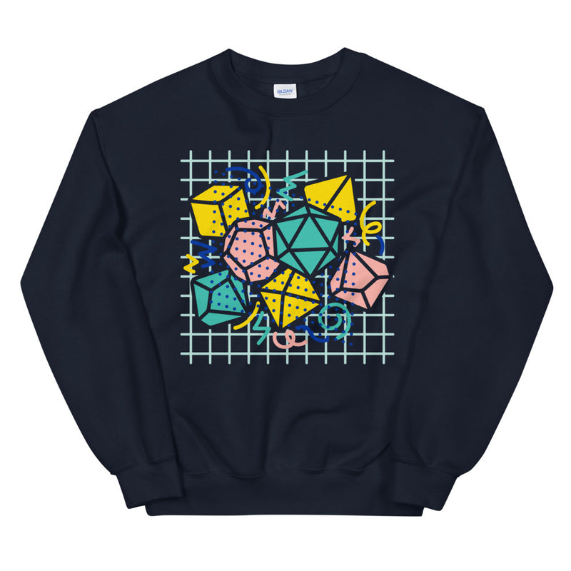 90s Dice Sweatshirt Light Version - Geeky merchandise for people who play D&D - Merch to wear and cute accessories and stationery Paola&