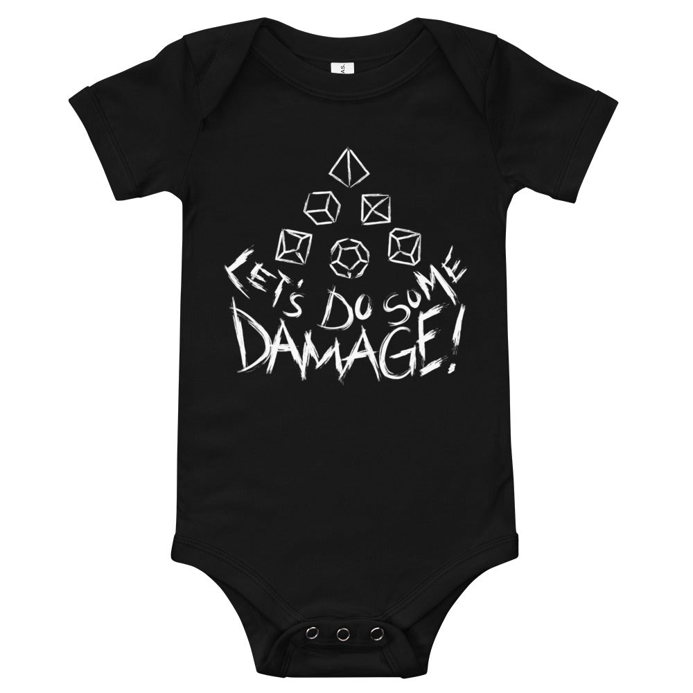 Let's Do Some Damage Baby One Piece - Geeky merchandise for people who play D&D - Merch to wear and cute accessories and stationery Paola's Pixels