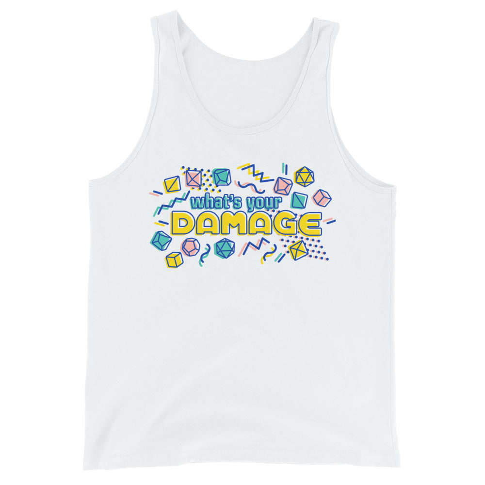What's Your Damage Tank Top - Geeky merchandise for people who play D&D - Merch to wear and cute accessories and stationery Paola's Pixels
