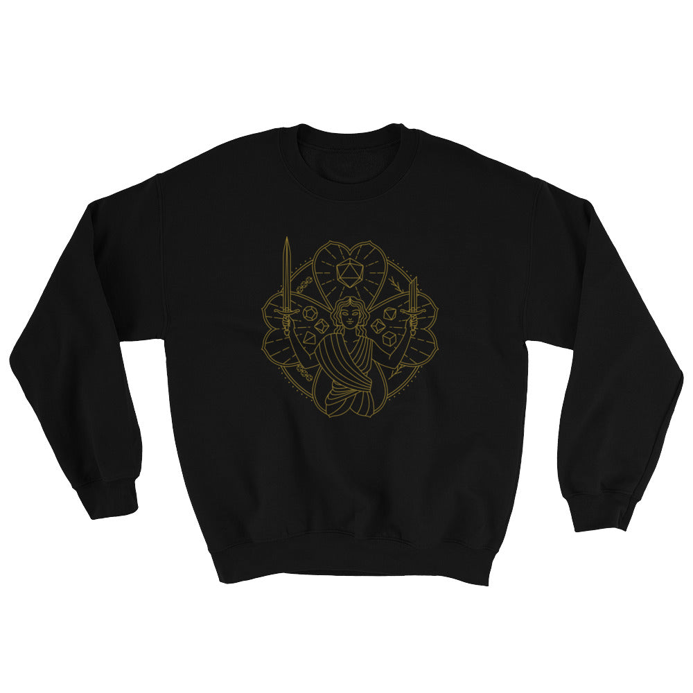 Lucky Sweatshirt with Sleeve Prints - Geeky merchandise for people who play D&D - Merch to wear and cute accessories and stationery Paola's Pixels