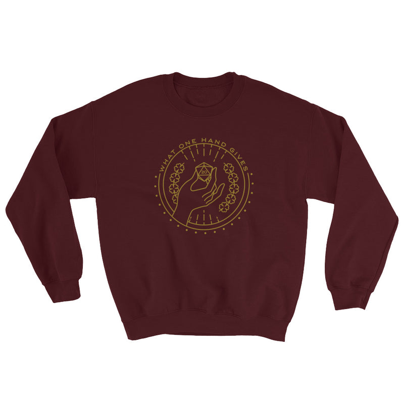 What One Hand Gives The Other Takes Away Sweatshirt - Geeky merchandise for people who play D&D - Merch to wear and cute accessories and stationery Paola&