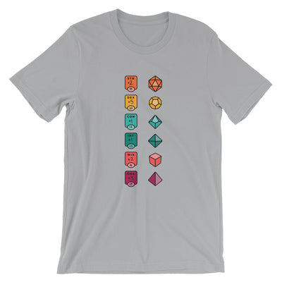 Colorful Character Sheet shirt - Geeky merchandise for people who play D&D - Merch to wear and cute accessories and stationery Paola's Pixels