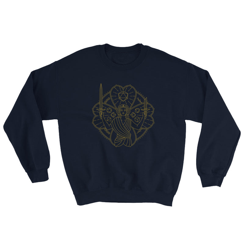 Lucky Sweatshirt with Sleeve Prints - Geeky merchandise for people who play D&D - Merch to wear and cute accessories and stationery Paola&