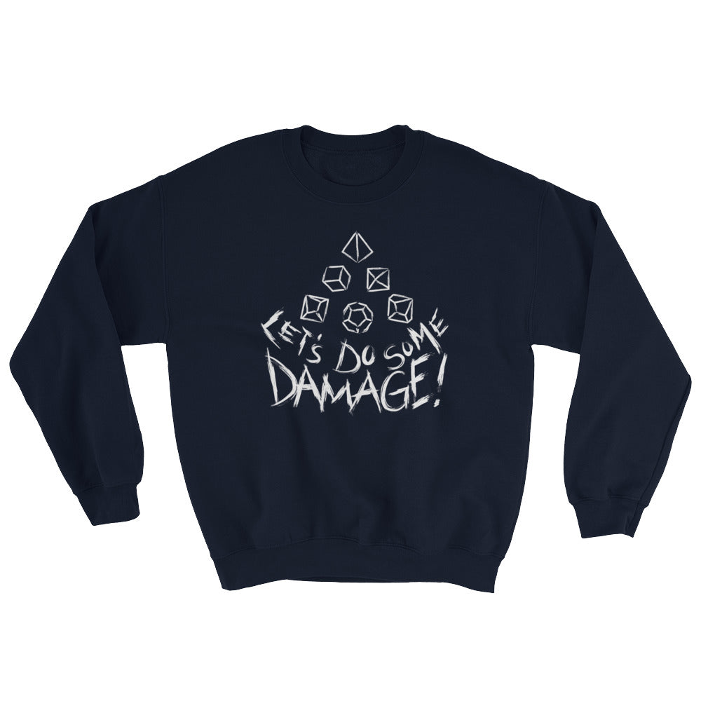Let's Do Some Damage Sweatshirt - Geeky merchandise for people who play D&D - Merch to wear and cute accessories and stationery Paola's Pixels