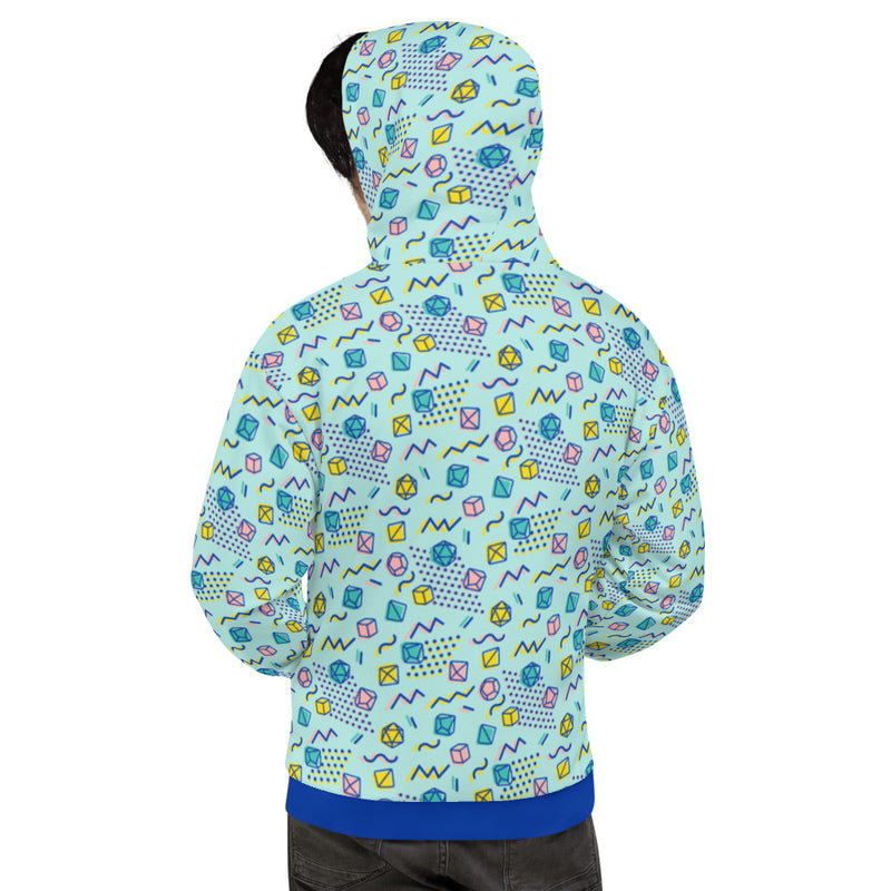 90s Dice Hoodie - Geeky merchandise for people who play D&D - Merch to wear and cute accessories and stationery Paola&