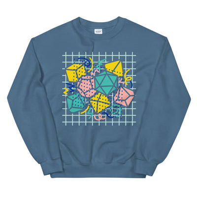 90s Dice Sweatshirt Light Version - Geeky merchandise for people who play D&D - Merch to wear and cute accessories and stationery Paola's Pixels