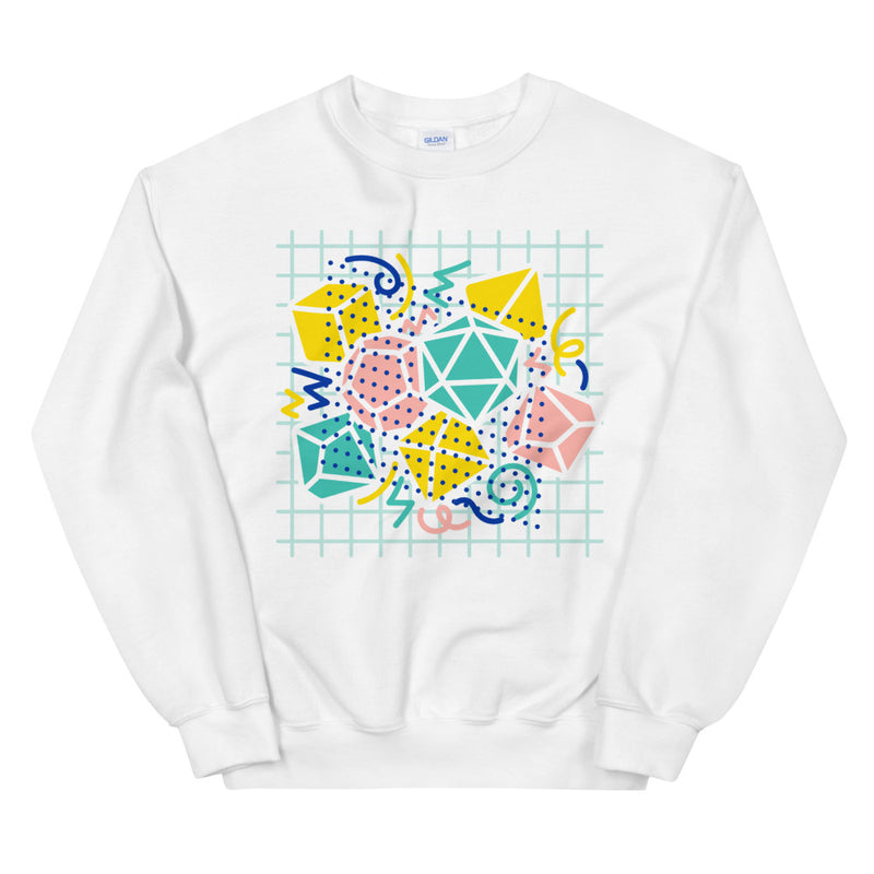 90s Dice Sweatshirt Light Version - Geeky merchandise for people who play D&D - Merch to wear and cute accessories and stationery Paola&
