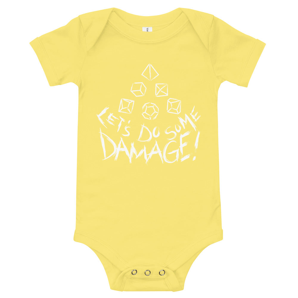 Let's Do Some Damage Baby One Piece - Geeky merchandise for people who play D&D - Merch to wear and cute accessories and stationery Paola's Pixels