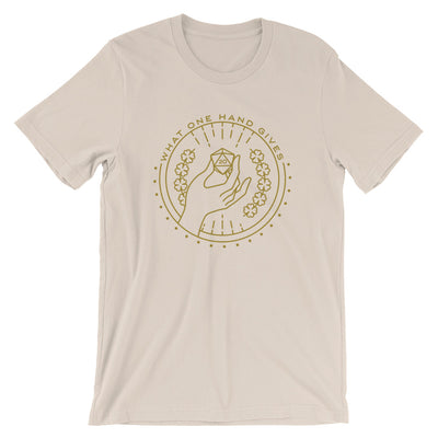 What One Hand Gives The Other Takes Away T-Shirt - Geeky merchandise for people who play D&D - Merch to wear and cute accessories and stationery Paola's Pixels