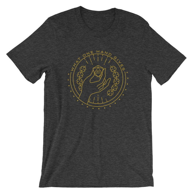 What One Hand Gives The Other Takes Away T-Shirt - Geeky merchandise for people who play D&D - Merch to wear and cute accessories and stationery Paola&
