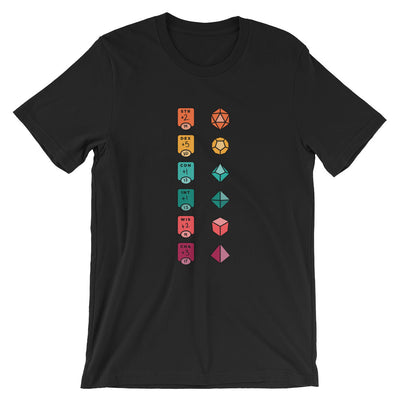 Colorful Character Sheet shirt - Geeky merchandise for people who play D&D - Merch to wear and cute accessories and stationery Paola's Pixels
