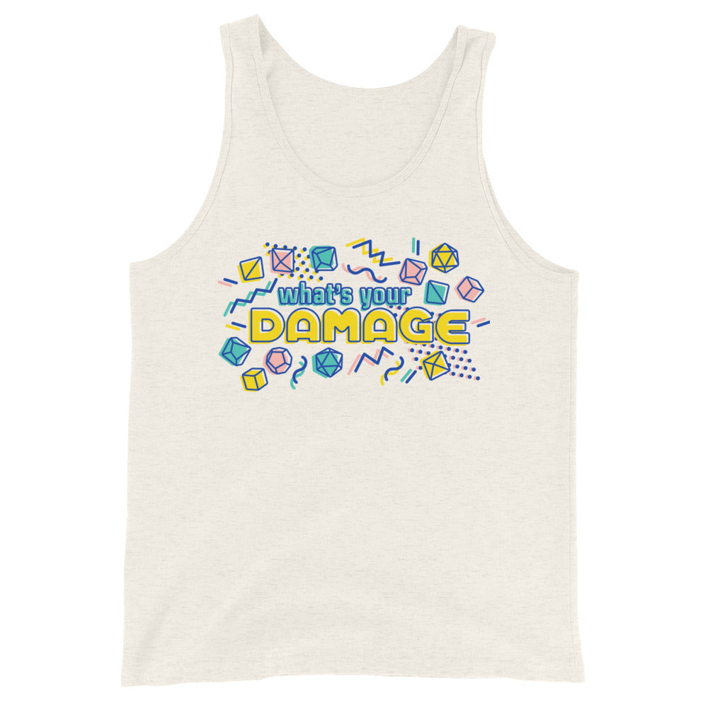 What's Your Damage Tank Top - Geeky merchandise for people who play D&D - Merch to wear and cute accessories and stationery Paola's Pixels