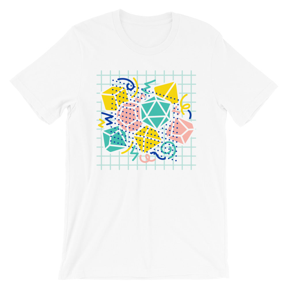 90s Dice Shirt Light Version - Geeky merchandise for people who play D&D - Merch to wear and cute accessories and stationery Paola's Pixels