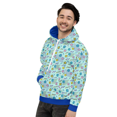 90s Dice Hoodie - Geeky merchandise for people who play D&D - Merch to wear and cute accessories and stationery Paola's Pixels