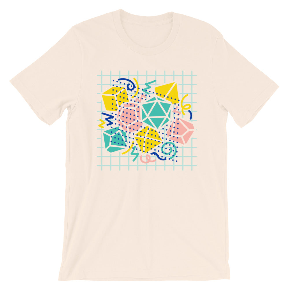 90s Dice Shirt Light Version - Geeky merchandise for people who play D&D - Merch to wear and cute accessories and stationery Paola's Pixels