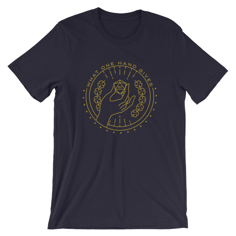 What One Hand Gives The Other Takes Away T-Shirt - Geeky merchandise for people who play D&D - Merch to wear and cute accessories and stationery Paola&