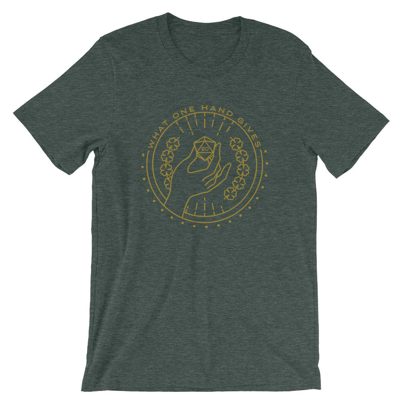 What One Hand Gives The Other Takes Away T-Shirt - Geeky merchandise for people who play D&D - Merch to wear and cute accessories and stationery Paola&