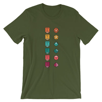 Colorful Character Sheet shirt - Geeky merchandise for people who play D&D - Merch to wear and cute accessories and stationery Paola's Pixels