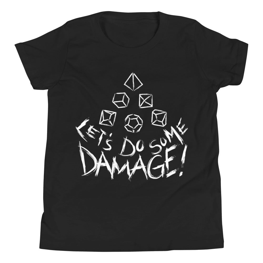 Let's Do Some Damage Youth Shirt - Geeky merchandise for people who play D&D - Merch to wear and cute accessories and stationery Paola's Pixels
