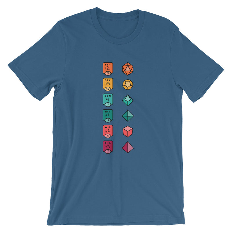 Colorful Character Sheet shirt - Geeky merchandise for people who play D&D - Merch to wear and cute accessories and stationery Paola&