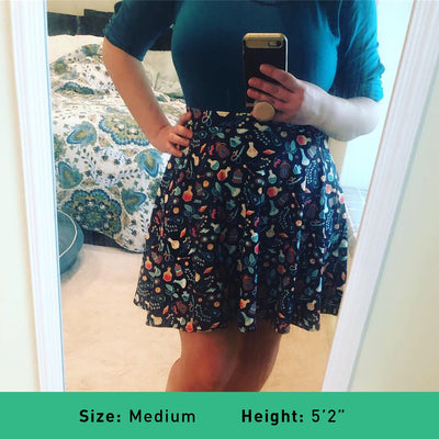 Colorful Game Master Skater Skirt - Geeky merchandise for people who play D&D - Merch to wear and cute accessories and stationery Paola's Pixels