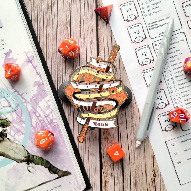 Monk Ki Point Tracker Enamel Pin - Geeky merchandise for people who play D&D - Merch to wear and cute accessories and stationery Paola&