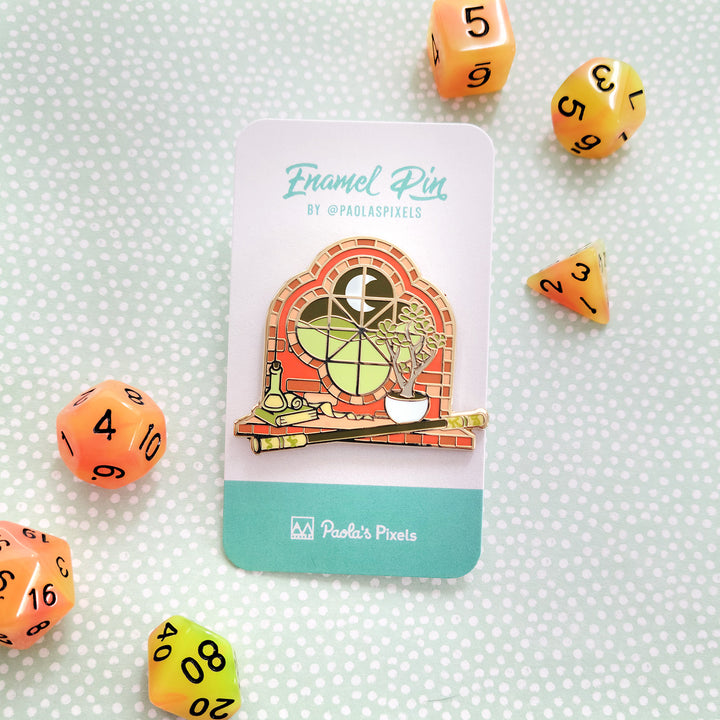 The Monk Window Pin - Geeky merchandise for people who play D&D - Merch to wear and cute accessories and stationery Paola's Pixels