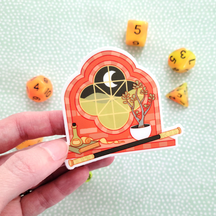 The Monk Window Sticker - Geeky merchandise for people who play D&D - Merch to wear and cute accessories and stationery Paola's Pixels