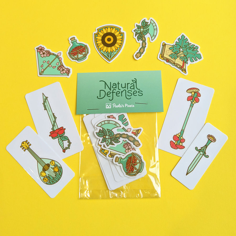 Natural Defenses Sticker Pack - Geeky merchandise for people who play D&D - Merch to wear and cute accessories and stationery Paola's Pixels