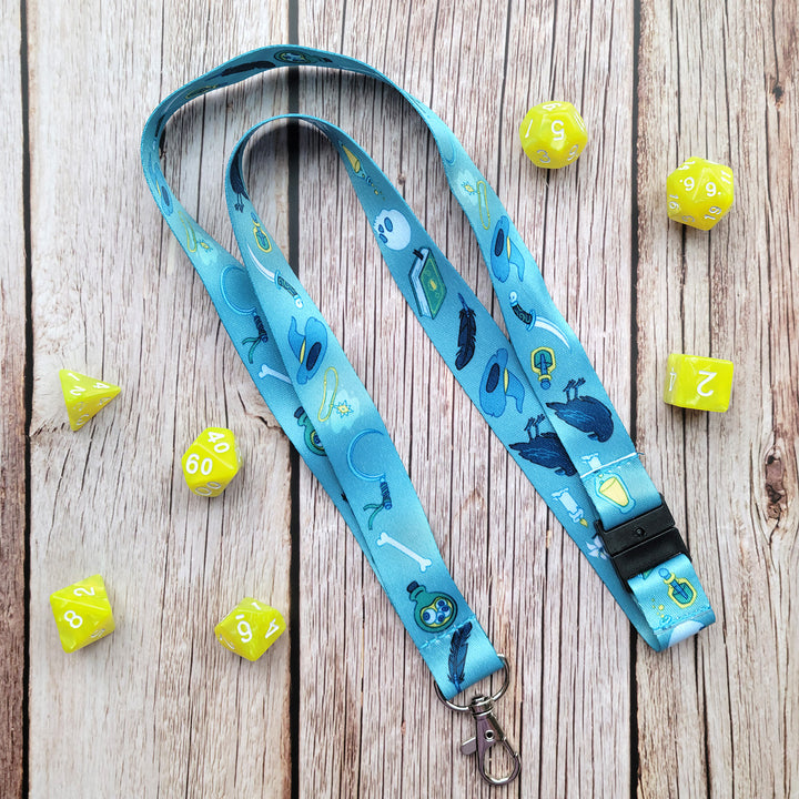 Necromancer Lanyard - Geeky merchandise for people who play D&D - Merch to wear and cute accessories and stationery Paola's Pixels