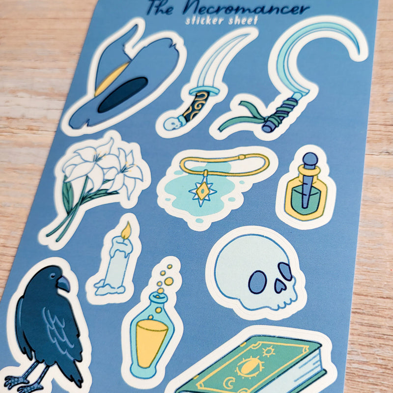 Necromancer Sticker Sheet - Geeky merchandise for people who play D&D - Merch to wear and cute accessories and stationery Paola&